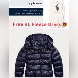 Ralph Lauren Girl 4T Water-Repellent Down Peplum Jacket with dress bonus!